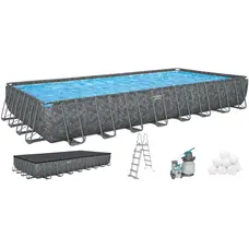 Каркасний басейн Bestway Grey 561KJ (956х488х132 см) з пісочним фільтром, тентом та драбиною