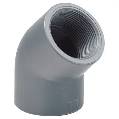 Коліно різьбове 45° ПВХ Hidroten 1002314, ВР/ВР, d1 1/4"