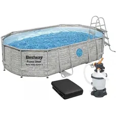 Каркасний басейн Bestway 56946 (488х305х107 см) з пісочним фільтром, драбиною та захисним тентом