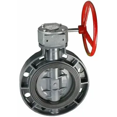 Дисковий міжфланцевий затвор ПВХ Era з редуктором, d315 мм