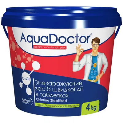 Шок-хлор для басейну AquaDoctor C-60T 4 кг в таблетках