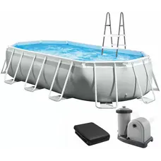 Каркасний басейн Intex 26796 OVAL (503х274х122 см) з картриджним фільтром, драбиною та тентом