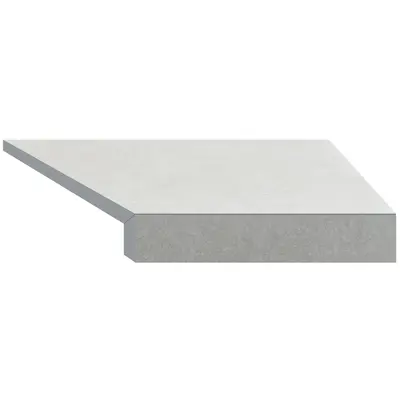 Кутовий Г-подібний елемент бортової плитки Aquaviva Granito Light Gray, 595x345x50(20) мм (правий/45°)