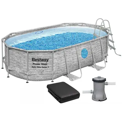 Каркасний басейн Bestway 56714 (427х250х100 см) з картриджним фільтром, драбиною і захисним тентом