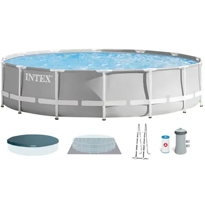 Каркасний басейн Intex 26726 Premium (457х122 см) з картриджним фільтром, драбиною та тентом