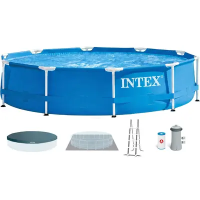 Каркасний басейн Intex 28242 (457х122 см) з картриджним фільтром, драбиною, підкладкою і тентом
