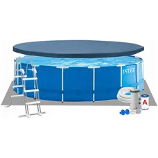 Каркасний басейн Intex 28242 (457х122 см) з картриджним фільтром, драбиною, підкладкою і тентом