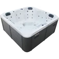 СПА-басейн Aquajoy Riviera (200х200х90 см), сріблясто-білий мармур, з динаміками та LED-підсвічуванням