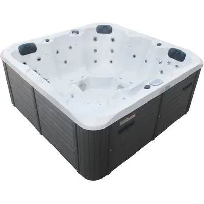 СПА-басейн Aquajoy Riviera (200х200х90 см), сріблясто-білий мармур, з динаміками та LED-підсвічуванням