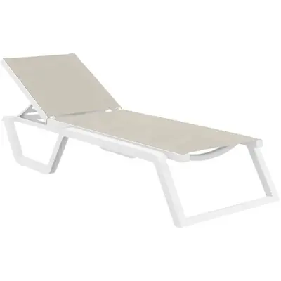Шезлонг Aquajoy Rio PRO, білий із сіро-коричневим