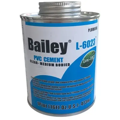 Клей для труб ПВХ Bailey L-6023 473 мл, прозорий