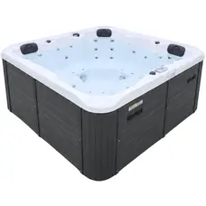 СПА-басейн Aquajoy Riviera (200х200х90 см), сріблясто-білий мармур, з динаміками та LED-підсвічуванням