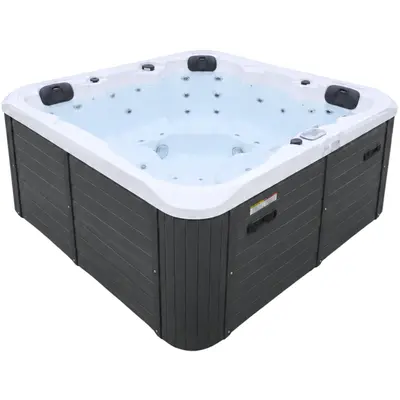 СПА-басейн Aquajoy Riviera (200х200х90 см), сріблясто-білий мармур, з динаміками та LED-підсвічуванням