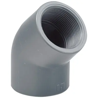 Коліно перехідне 45° ПВХ Hidroten 1002211, внутрішня різьба, d20 мм, 1/2"