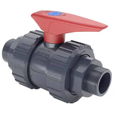 Кран кульовий ПВХ Hidroten 1011102, з різьбовим закінченням, d3/4"-3/4"