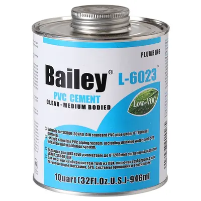 Клей для труб ПВХ Bailey L-6023 946 мл, прозорий