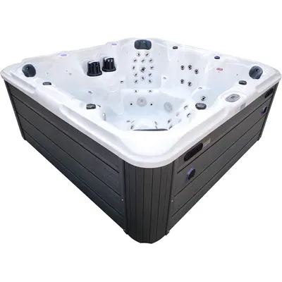 СПА-басейн Aquajoy Maldives (230х230х95 см), сріблясто-білий мармур, з динаміками та LED-підсвічуванням