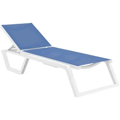 Шезлонг Aquajoy Rio PRO, білий із синім