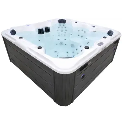 СПА-басейн Aquajoy Maldives (230х230х95 см), сріблясто-білий мармур, з динаміками та LED-підсвічуванням