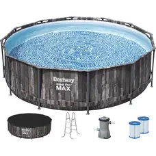 Каркасний басейн Bestway Wood Style 5614Z (427х107 см) з картриджним фільтром, тентом та драбиною