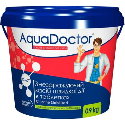 Шок-хлор для басейну AquaDoctor C-60T 0.9 кг в таблетках