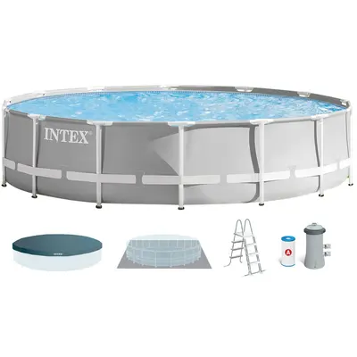 Каркасний басейн Intex 26724 (457х107 см) з картриджним фільтром, драбиною та тентом