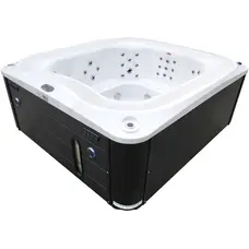 Переливний СПА-басейн Aquajoy Serenity (250х230х96 см), сріблясто-білий мармур, чорний корпус