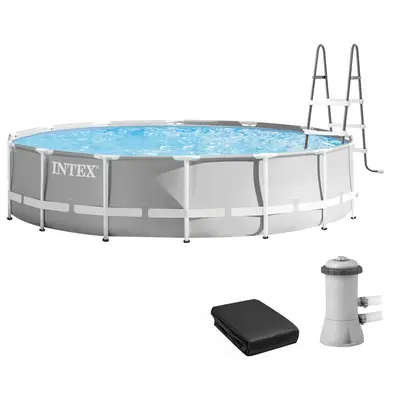 Каркасний басейн Intex 26724 (457х107 см) з картриджним фільтром, драбиною та тентом