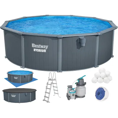 Збірний басейн Bestway Hydrium 561CU (488х132 см) з пісочним фільтром, драбиною та тентом
