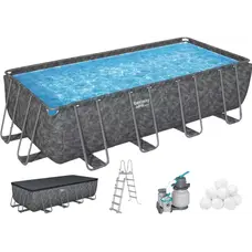 Каркасний басейн Bestway Grey 561KA (549х274х132 см) з пісочним фільтром, тентом та драбиною