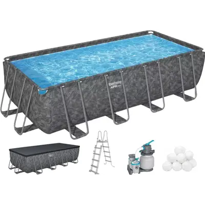 Каркасний басейн Bestway Grey 561KA (549х274х132 см) з пісочним фільтром, тентом та драбиною