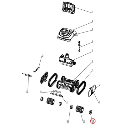 Шестерня 1 для валика для робота-пилососа Wybotics C1 (S.3172.08.008)