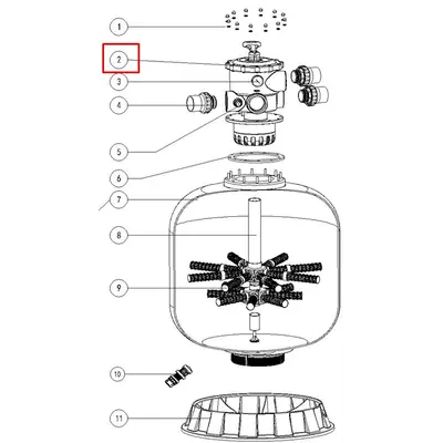 Кран шестиходовий для фільтрів Emaux V900C/V1000C/V1200C (2.5'', верхнє підключення)