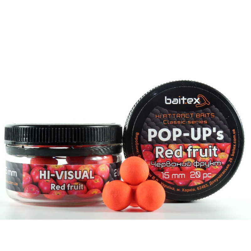 Бойли Baitex Pop-Ups Red Fruit 15мм (20шт)