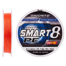 Шнур Favorite Smart PE 8x 150м (red orange) #1.5/0.202mm 17lb/11.4kg