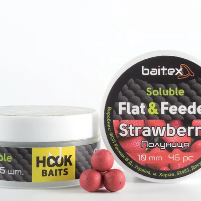 Бойли Baitex пилящі Flat & Feeder Strawberry 10 мм (45 шт)