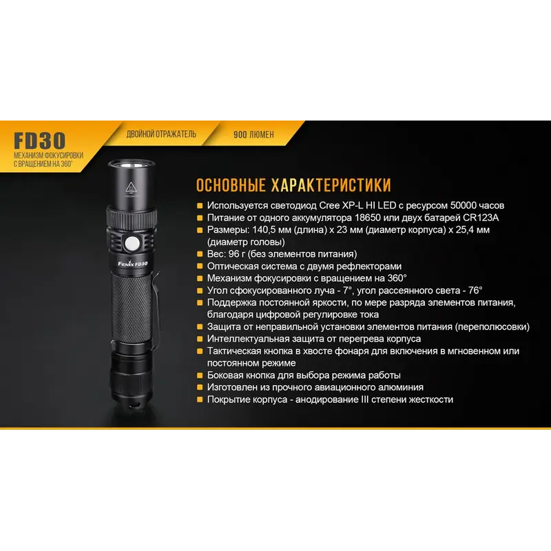 Ліхтар ручний Fenix FD30 з акумулятором Ліхтар ручний Fenix FD30 з акумулятором