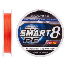 Шнур Favorite Smart PE 8x 150м (red orange) #2.0/0.242mm 25lb/13.8kg