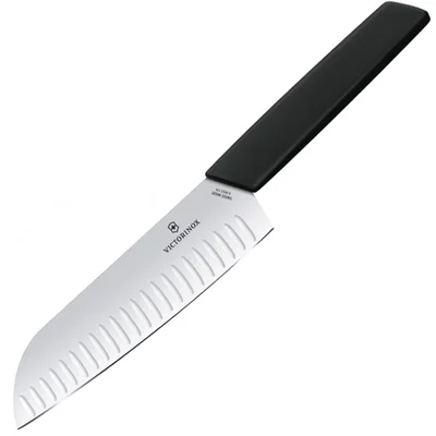 ДубльКухонный нож Victorinox Swiss Modern Santoku 17см рифл. с черн. ручкой (блистер)
