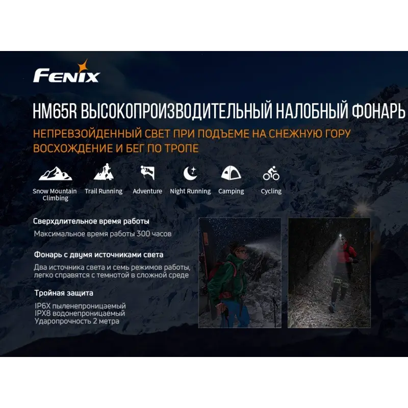 Ліхтар налобний Fenix HM65R + Ліхтар універсальний Fenix E-LITE Ліхтар налобний Fenix HM65R + Ліхтар універсальний Fenix E-LITE