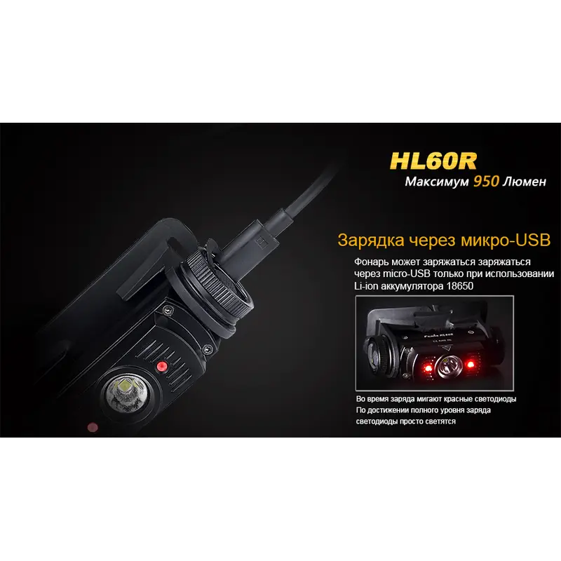 Ліхтар налобний Fenix HL60R Cree XM-L2 U2 Neutral White LED Ліхтар налобний Fenix HL60R Cree XM-L2 U2 Neutral White LED
