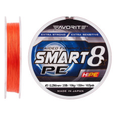 Шнур Favorite Smart PE 8x 150м (red orange) #3.0/0.296mm 35lb/19kg