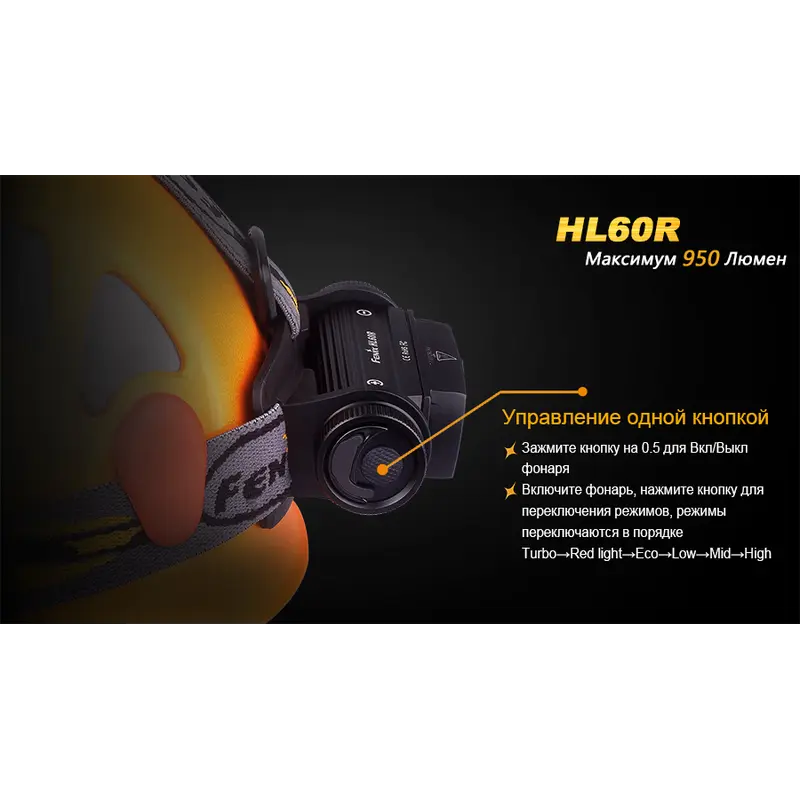 Ліхтар налобний Fenix HL60R Cree XM-L2 U2 Neutral White LED Ліхтар налобний Fenix HL60R Cree XM-L2 U2 Neutral White LED