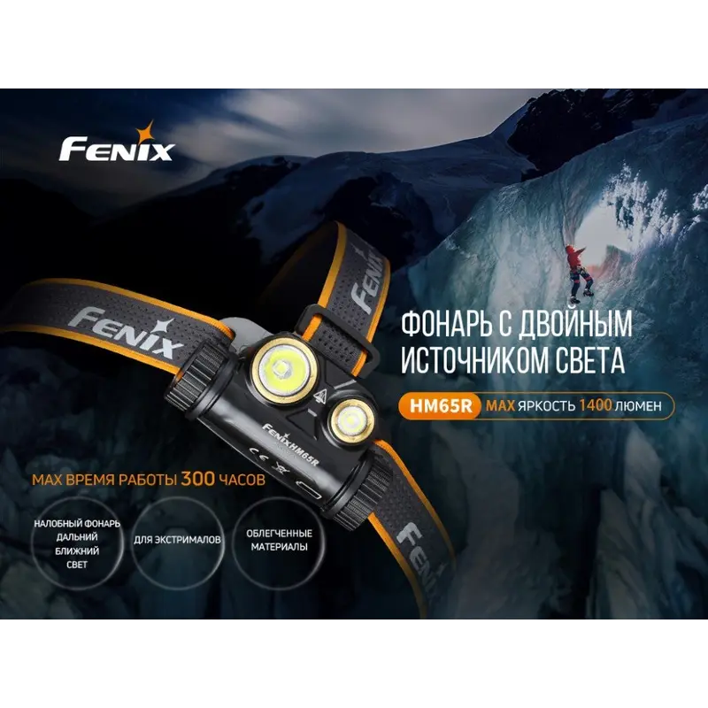 Ліхтар налобний Fenix HM65R + Ліхтар універсальний Fenix E-LITE Ліхтар налобний Fenix HM65R + Ліхтар універсальний Fenix E-LITE
