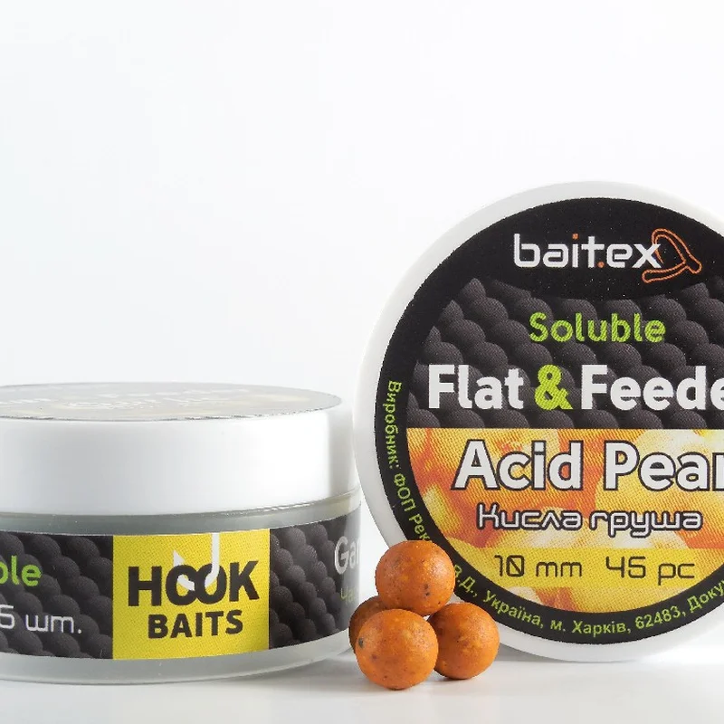 Бойли Baitex пилящі Flat & Feeder Acid Pear 10 мм (45 шт)