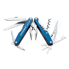 Мультитул Leatherman Juice CS4-Glacier Blue, шкіряний чохол, бляшана коробка