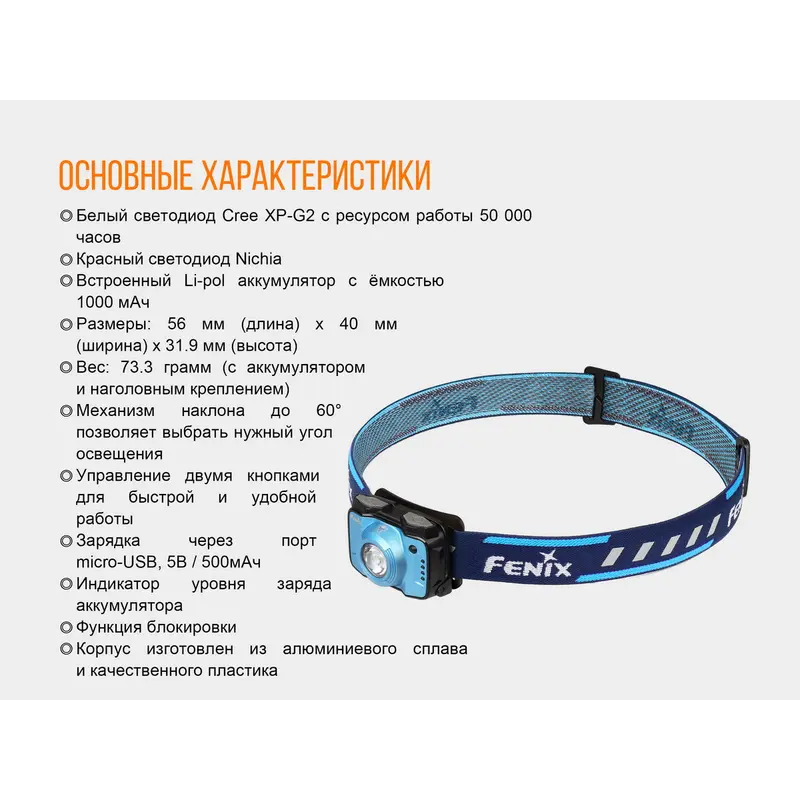 Ліхтар налобний Fenix HL12R блакитний Ліхтар налобний Fenix HL12R блакитний