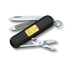 Подарунковий складаний ніж-брелок Victorinox CLASSIC WITH GOLD INGOT 1 GR. 0.6203.87