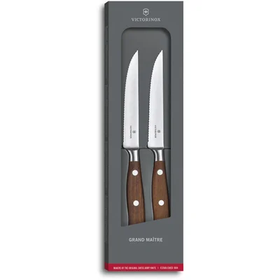 Кухонный нож Victorinox Grand Maitre Wood Steak Set 2 шт 12см волн. с дерев. ручкой (GB)