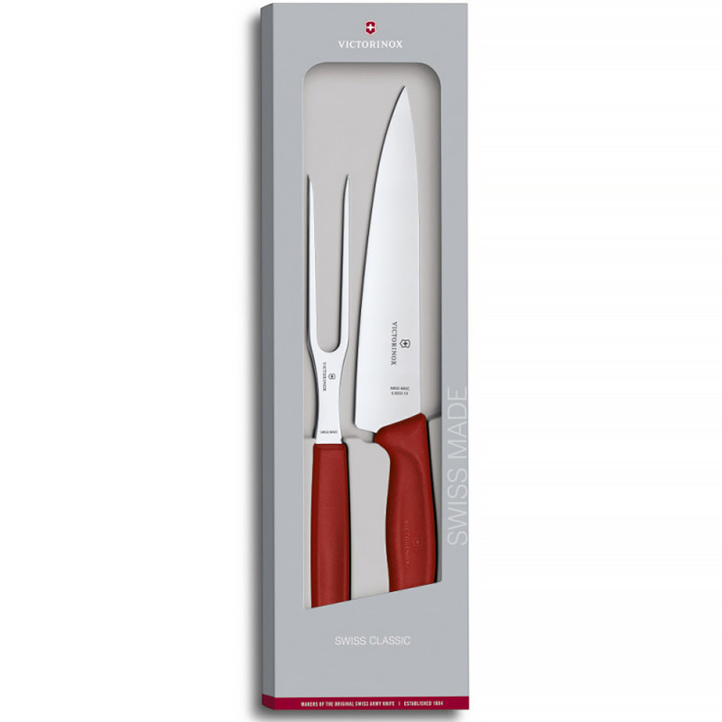 Набор кухонный Victorinox SwissClassic Carving Set нож+вилка с крас. ручкой (GB)